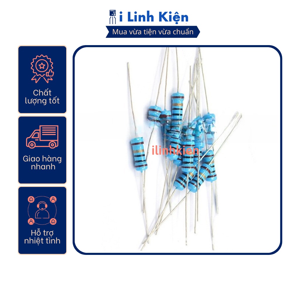 Điện trở vạch 1W 820K 1% chân đồng (10c)