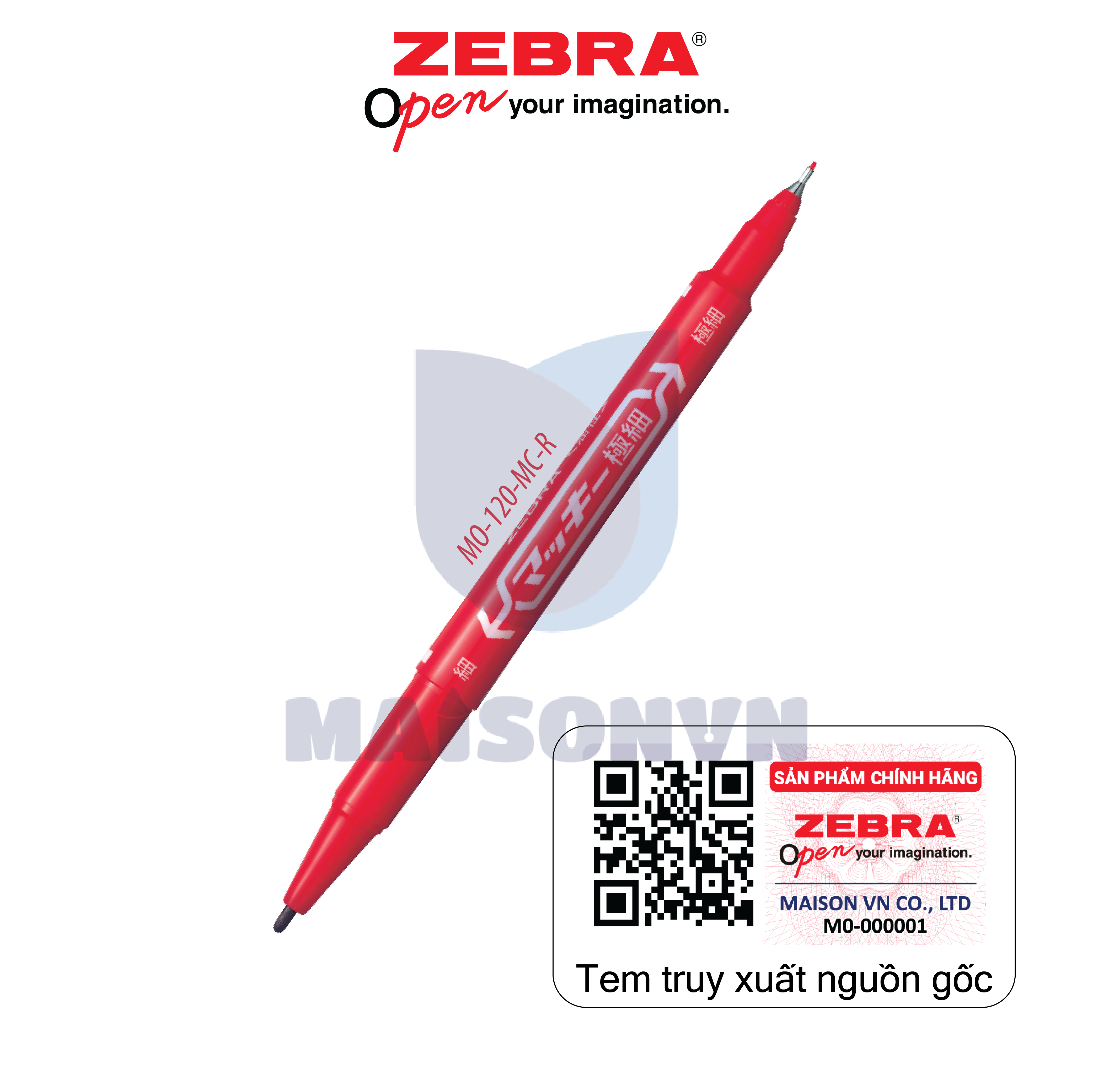 Bút Lông Dầu 2 Đầu Zebra Pen MO-120 Chính Hãng - Marker 2 Đầu 0.5mm & 1.1-1.3mm, Mực Đậm Rõ, Viết Mượt Nhanh Khô, Hạn Chế Lem - Dùng Ghi Chú, Ký Hiệu, Đánh Dấu Kho Xưởng/Văn Phòng - Màu Đen/Đỏ/Xanh Dương/Xanh Lá/Nâu - 1 Cây