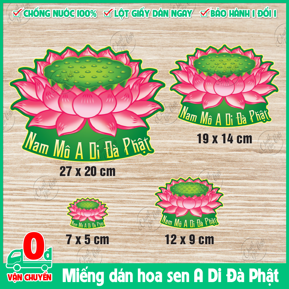 Miếng dán hoa sen A đi đà Phật dán trang trí xe ô tô may mắn bình an