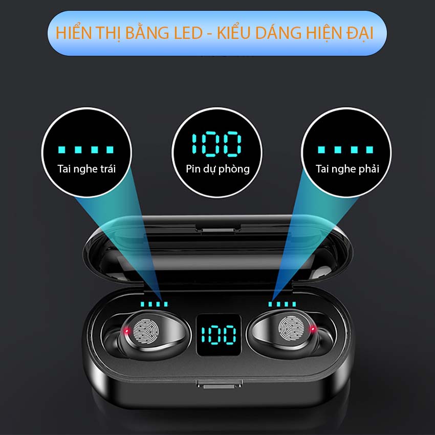 Tai nghe Bluetooth F9 Bản MỚI HAFA Bluetooth Sạc dự phòng 2000 mAh cảm ứng Chống thấm nước