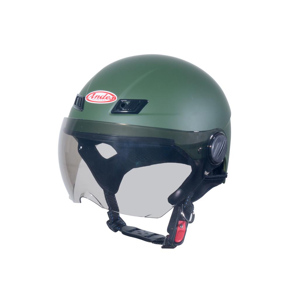 Mũ bảo hiểm nửa đầu ANDES 109K có kính che mặt đi xe máy, nón freesize cho nam và nữ vòng đầu từ 55-59cm - Giya Helmet