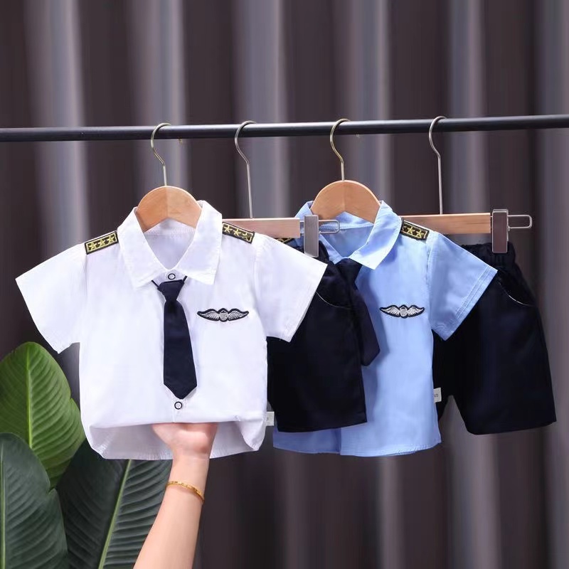 Set Đồ 2 Món Thời Trang Cho Bé Trai Thời trang cà vạt áo sơ mi