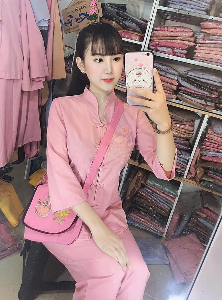 Pháp phục đi chùa Bộ chất kate xẩm thẳng K01