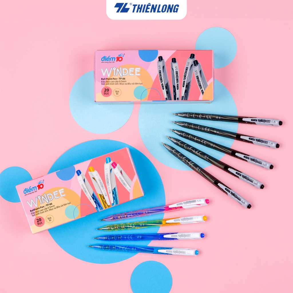 Bút bi điểm 10 thiên long tp-06 0.5mm mực xanh