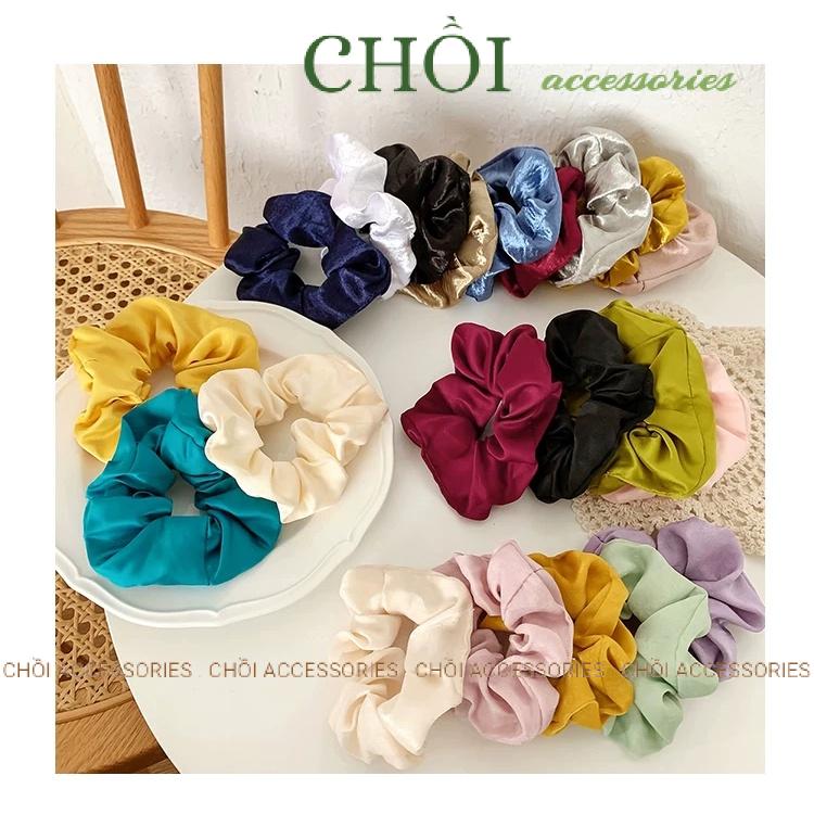 Buộc tóc vải, scrunchies vải lụa satin cao cấp - Y014