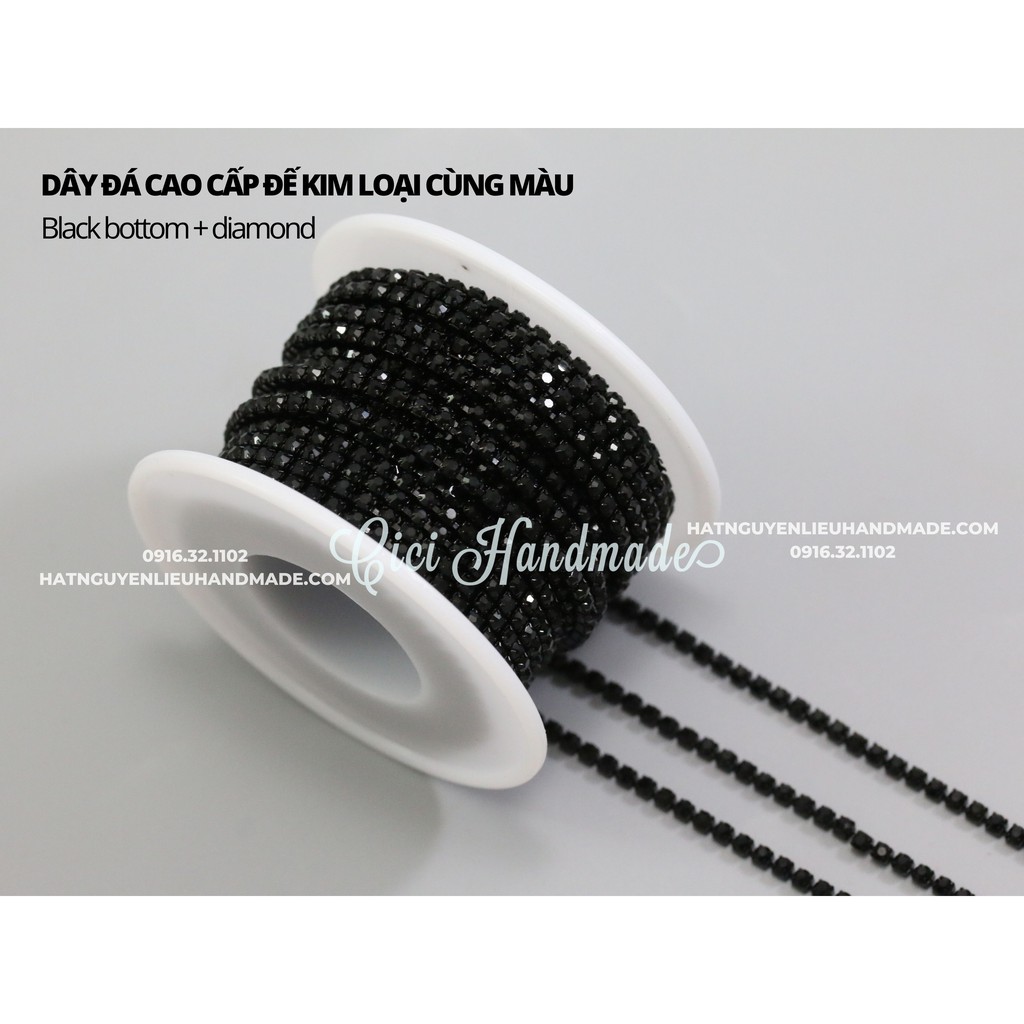 Túi 3m Dây đá cao cấp đế kim loại cùng màu size 2mm, 3mm màu đỏ, đen - link 2/2 Cici Handmade hạt cườm nguyên liệu DIY
