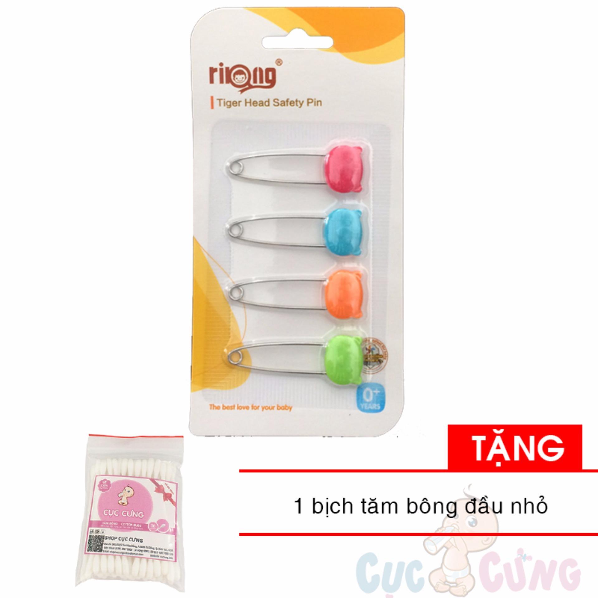 Kim băng đầu thú cho bé nhựa - 4 cái/vỹ Tặng 1 gói tăm bông đầu nhỏ
