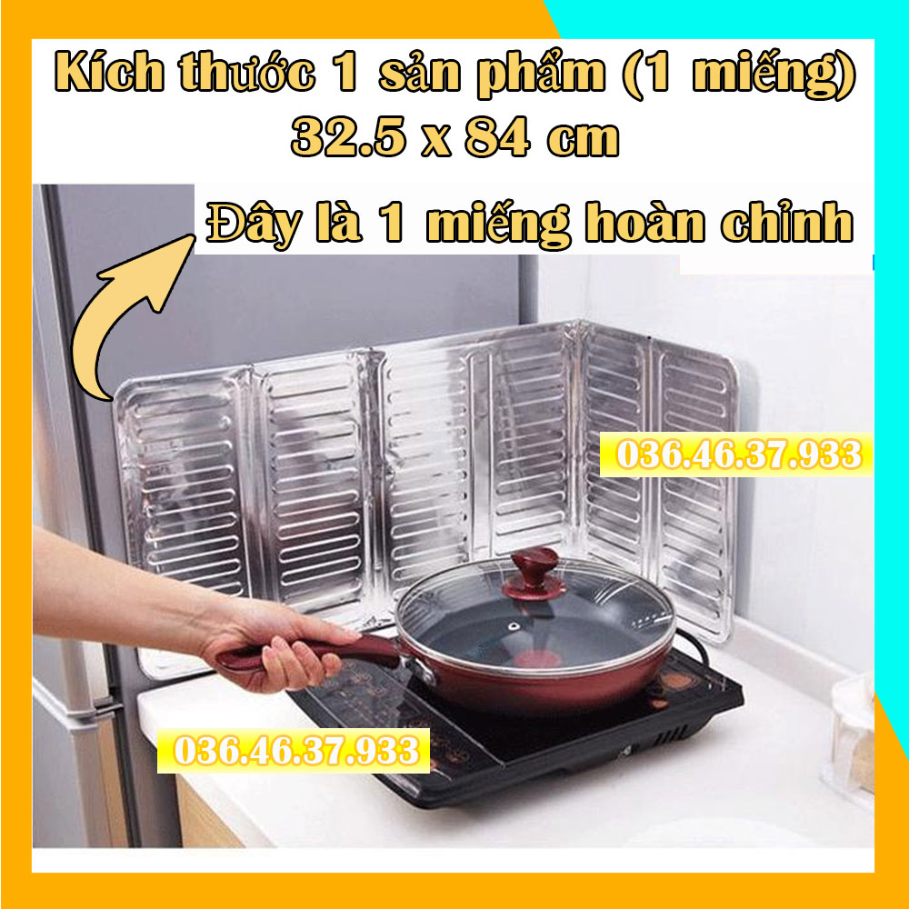 Combo 2 miếng nhôm chắn dầu mỡ bếp ga che gió màu bạc