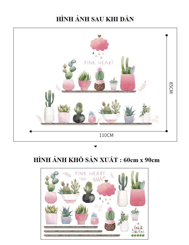 Decal dán tường Chậu cây hồng - C19 - Vivadecal