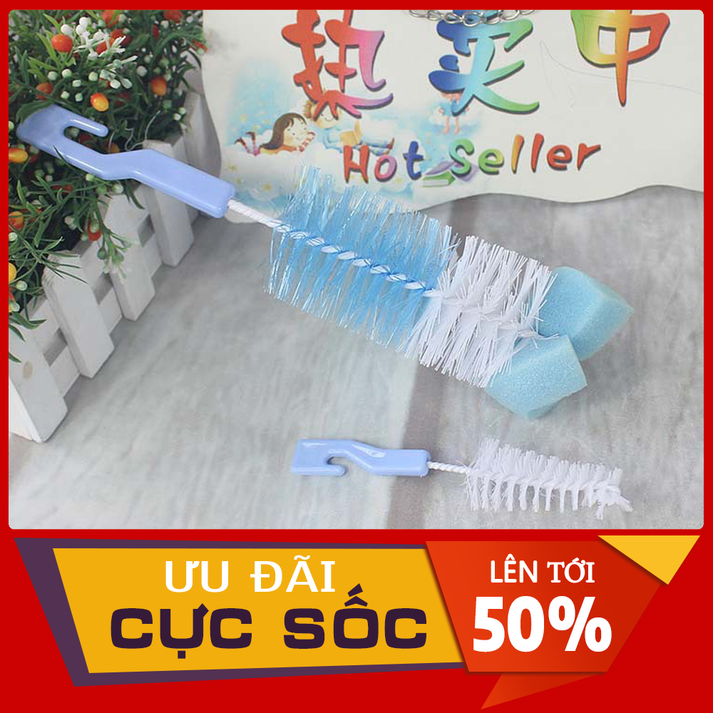Bộ Cọ Rửa Bình Sữa - Núm Ti 2 Món Siêu Tiện Lợi