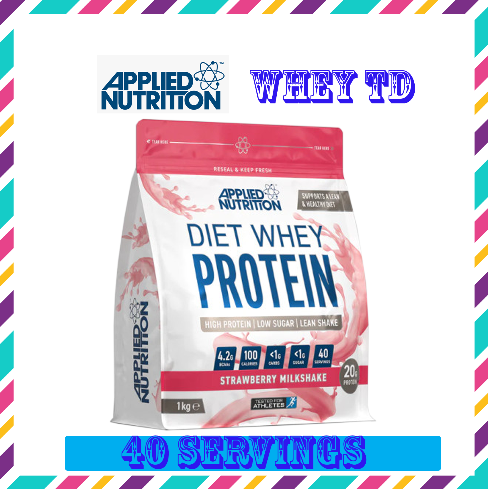 Whey Tăng Cơ Giảm Mỡ Diet Whey 1kg Vị Dâu Applied Nutrition
