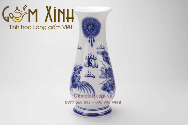 Lọ cắm hoa ban thờ rồng phượng (Đồ thờ Bát Tràng)