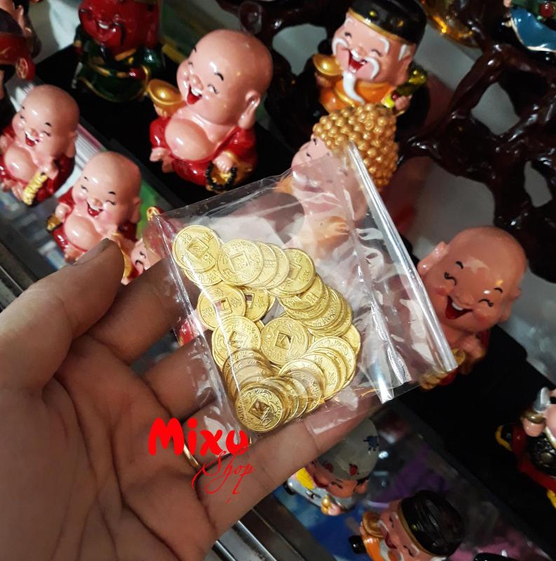 [HCM]Túi 50 đồng xu vàng may mắn size 13mm