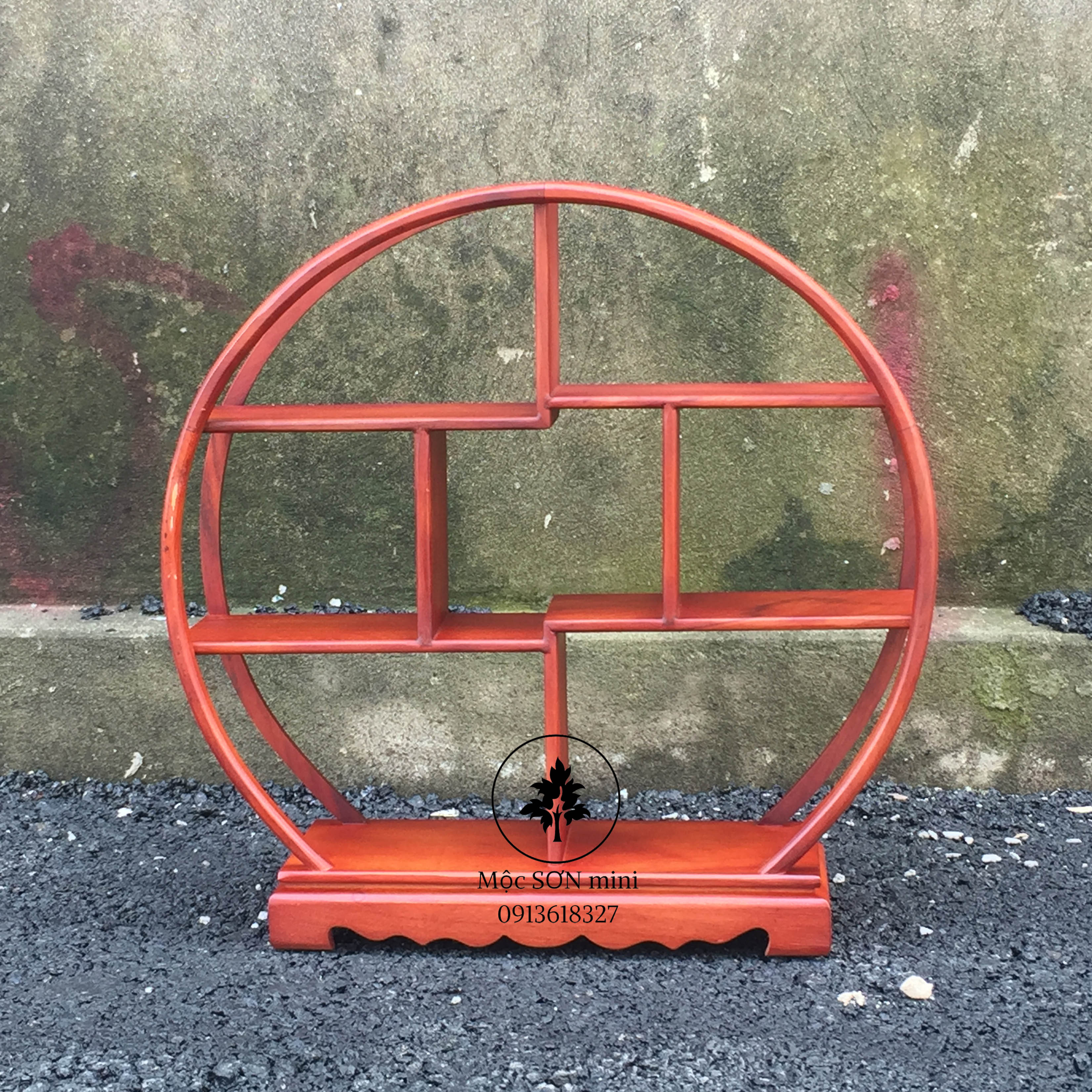 Kệ mini hình tròn  gỗ trang trí ( gỗ gõ đỏ ) , kê đồ phong thủy , -Kệ mini gia dụng gỗ gõ