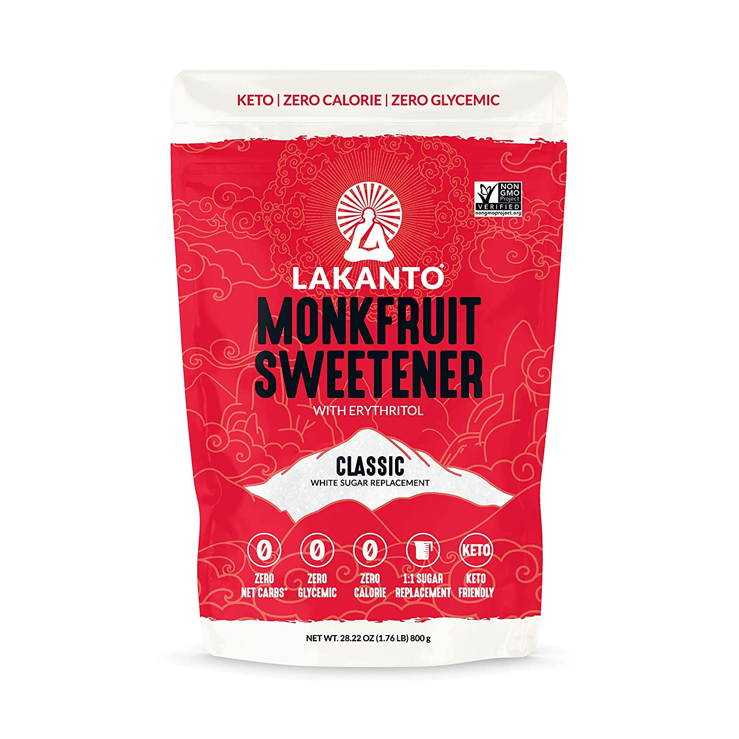 Lakanto Monkfruit Sweetener, 1:1 Sugar Substitute, Keto, Non-GMO