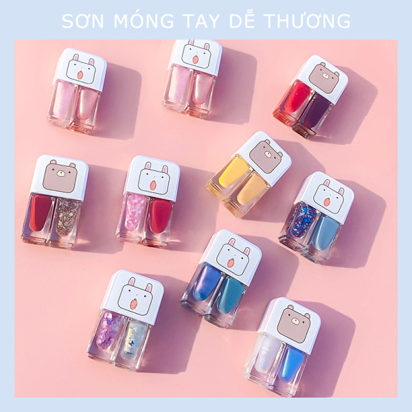 [HCM]【Urbaeuty Mall】Combo 2 lọ sơn móng tay siêu kute- sơn nhanh khô mùi thơm nhẹ nhàng lâu bong tróc giá rẻ