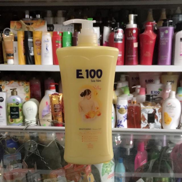 Sữa Tắm Trắng Da E 100 silky Chai 1200ml. Vàng