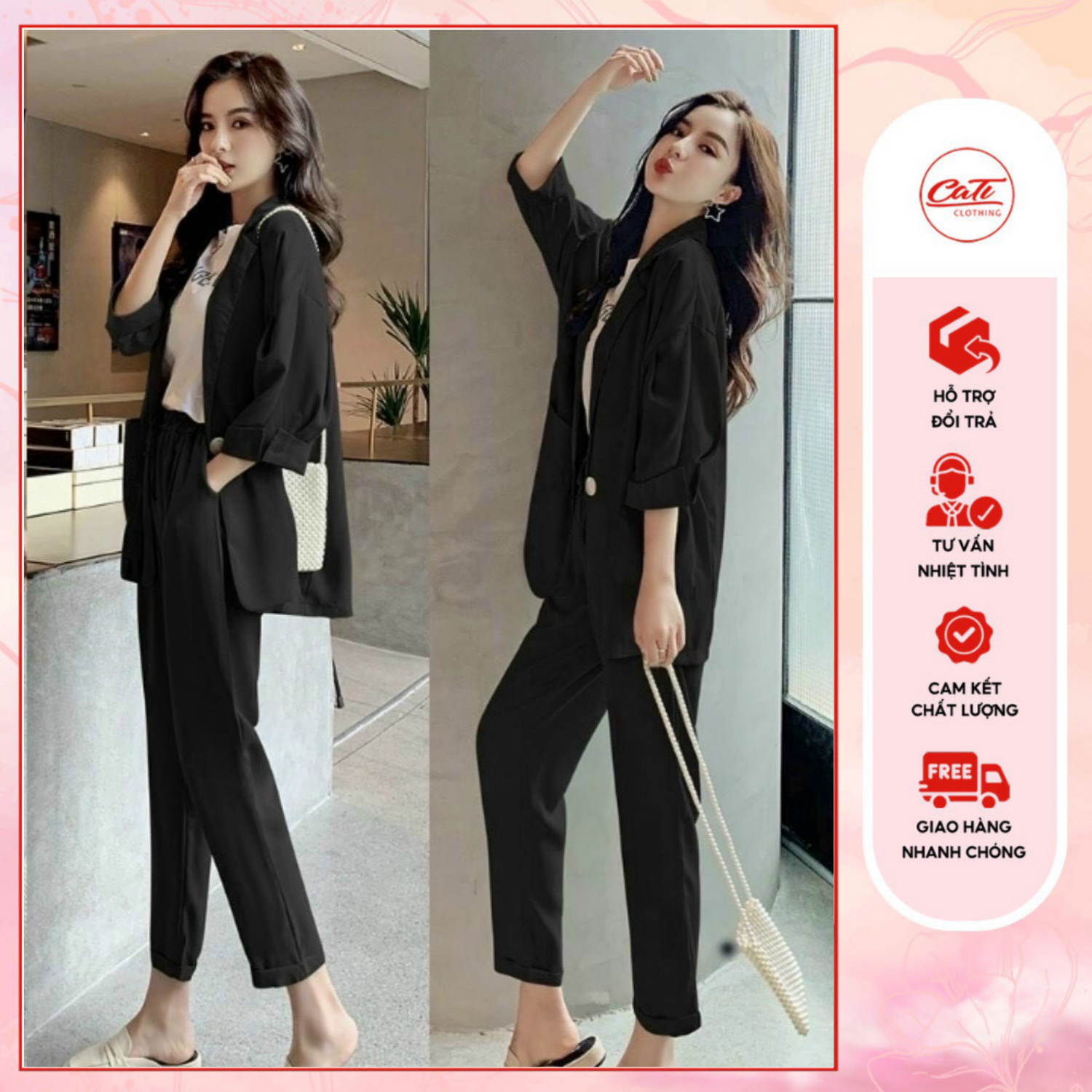 CATI Set Bộ Áo Blazer Phối Quần Baggy (2178)
