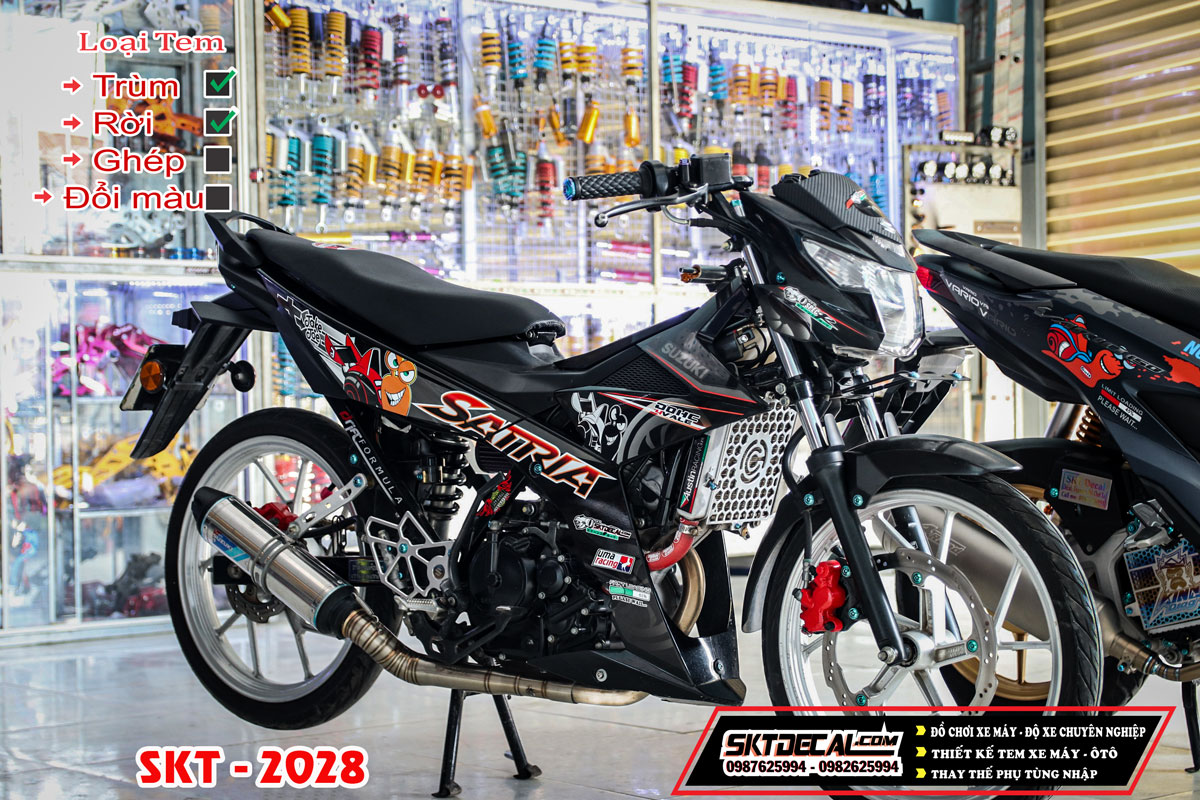 tem rời satria ốc sên cam đen