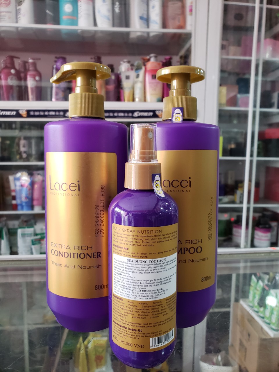 Combo dầu gội - xã - xịt dưỡng Lacei (tím)