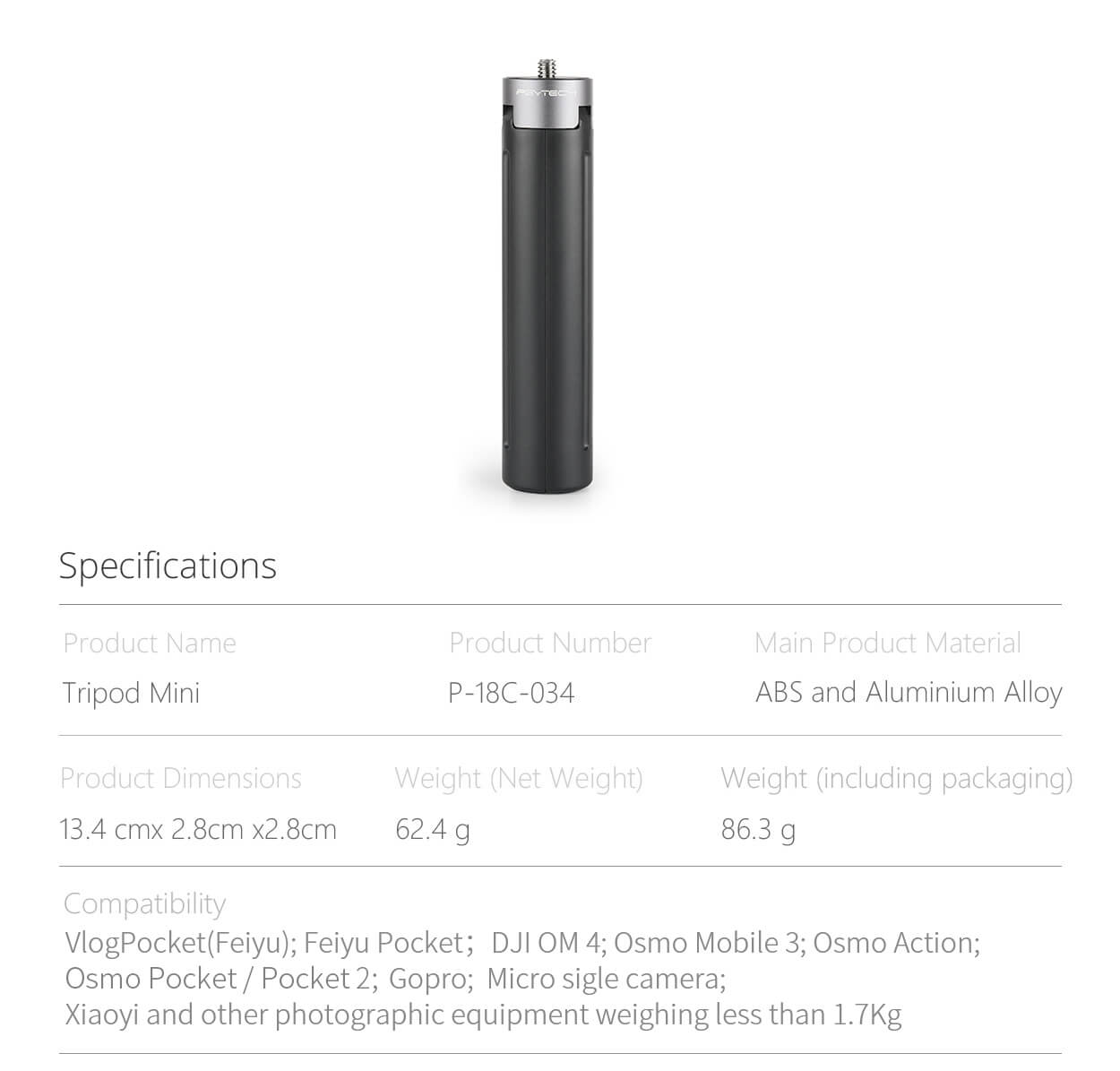 PGYtech Tripod Mini – Gậy tripod 3 chân