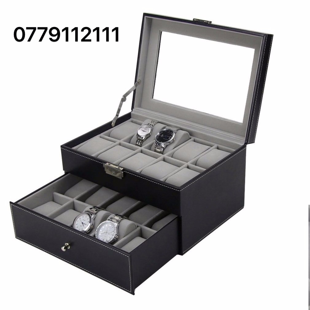 hộp đựng đồng hồ 2 tầng (20 cái) mút xám