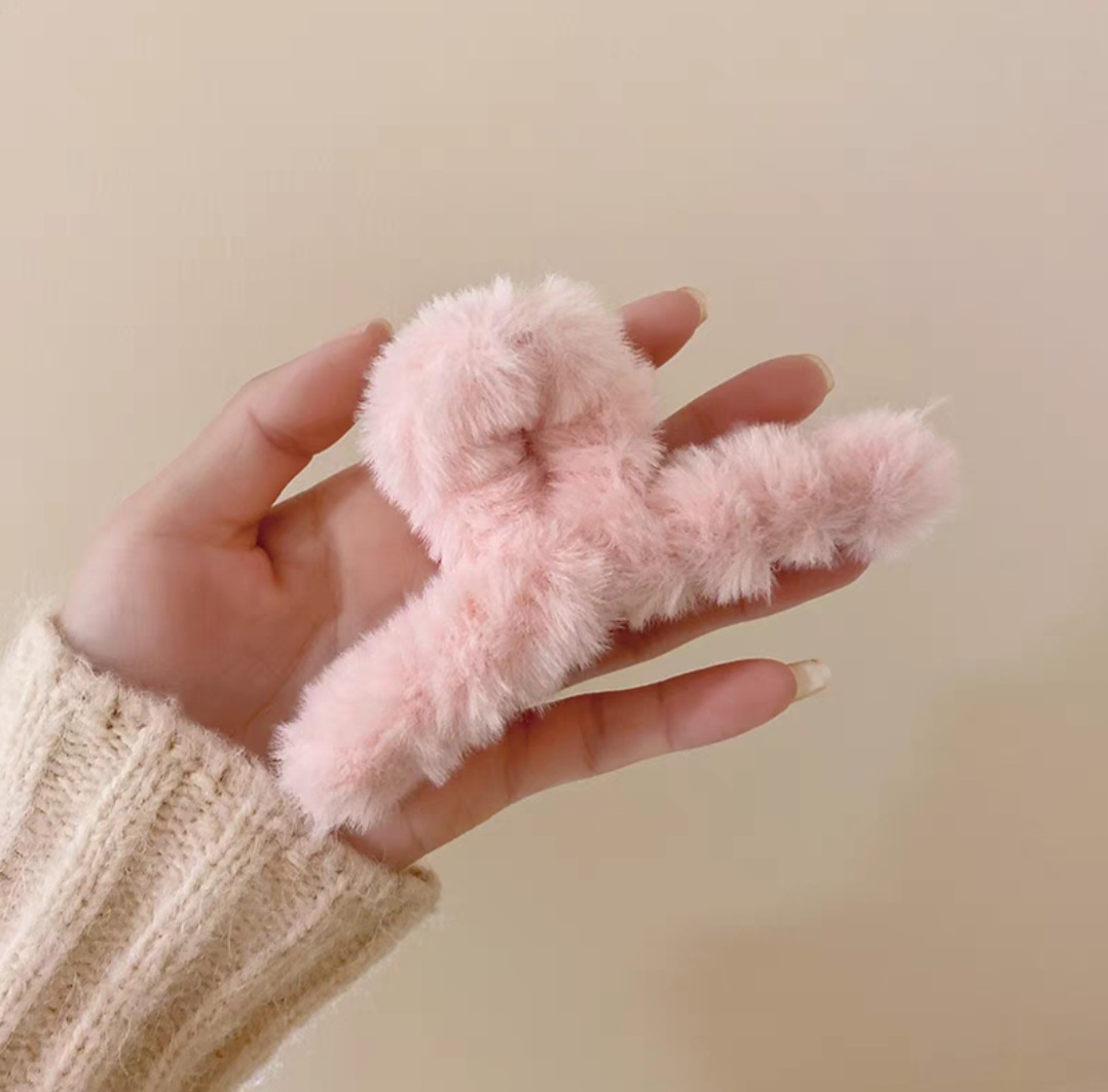 Kẹp tóc càng cua cỡ lớn phối lông tơ