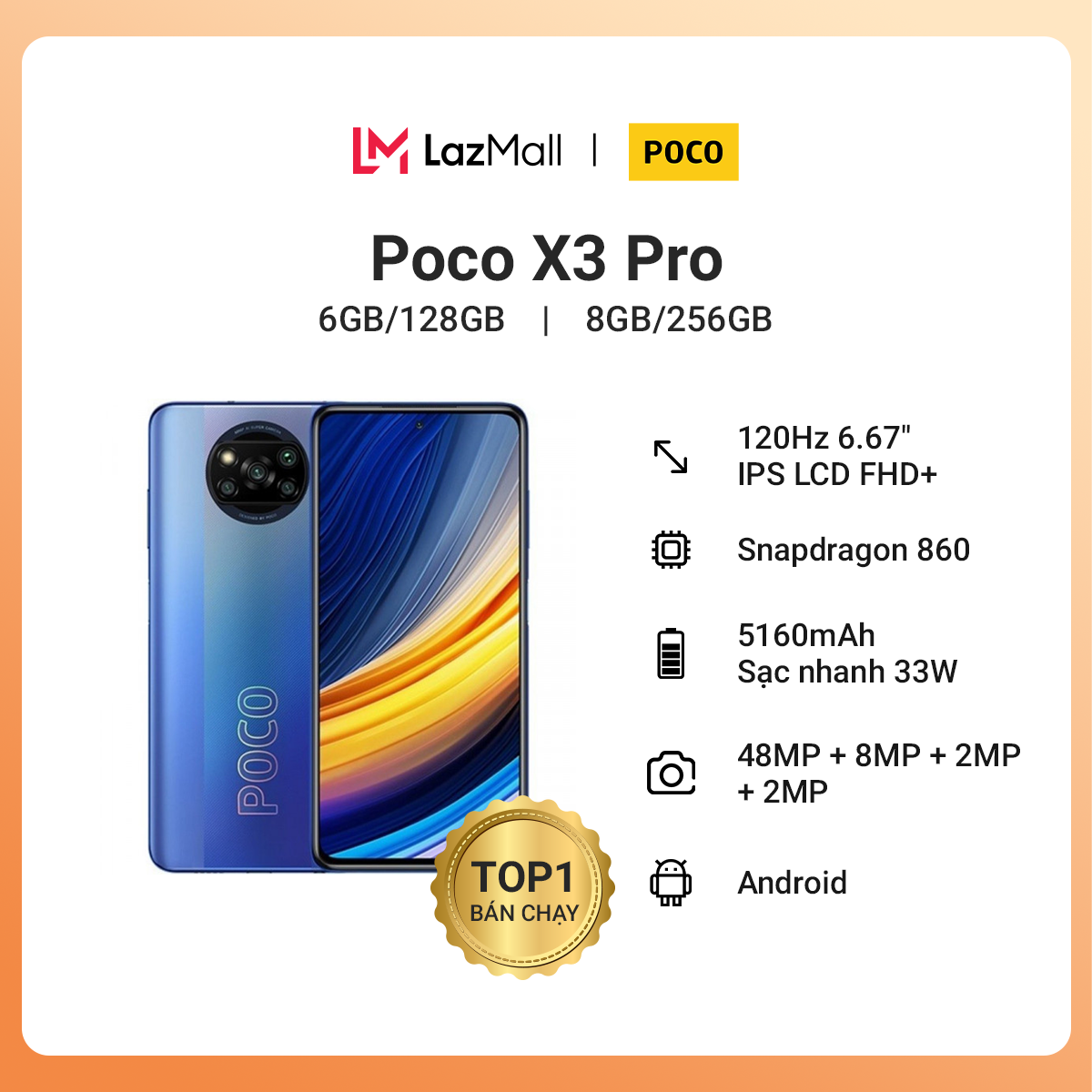 Điện thoại POCO X3 Pro (6GB/128GB | 8GB/256GB) - Hàng chính hãng DGW - Bảo hành 18 tháng - Trả góp 0%