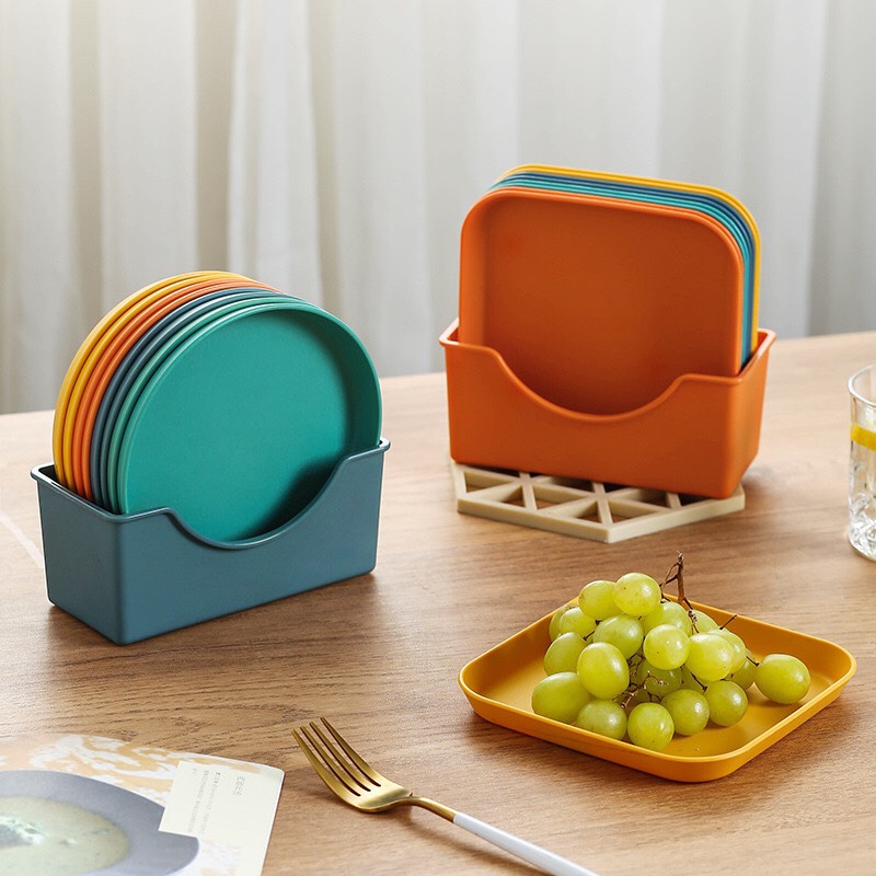 Khay/Đĩa nhựa đựng thực phầm  chất liệu lúa mạch đi picnic (1 chiếc)