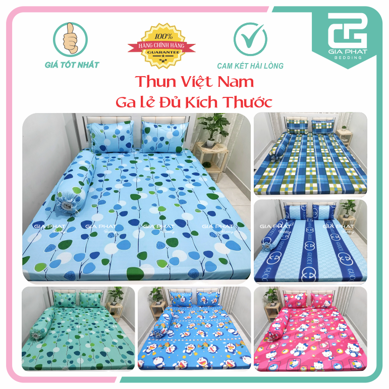 Ga Lẻ Thun Lạnh Việt Nam Đủ Kích Thước ( Không áo gối - inbox chọn mẫu)