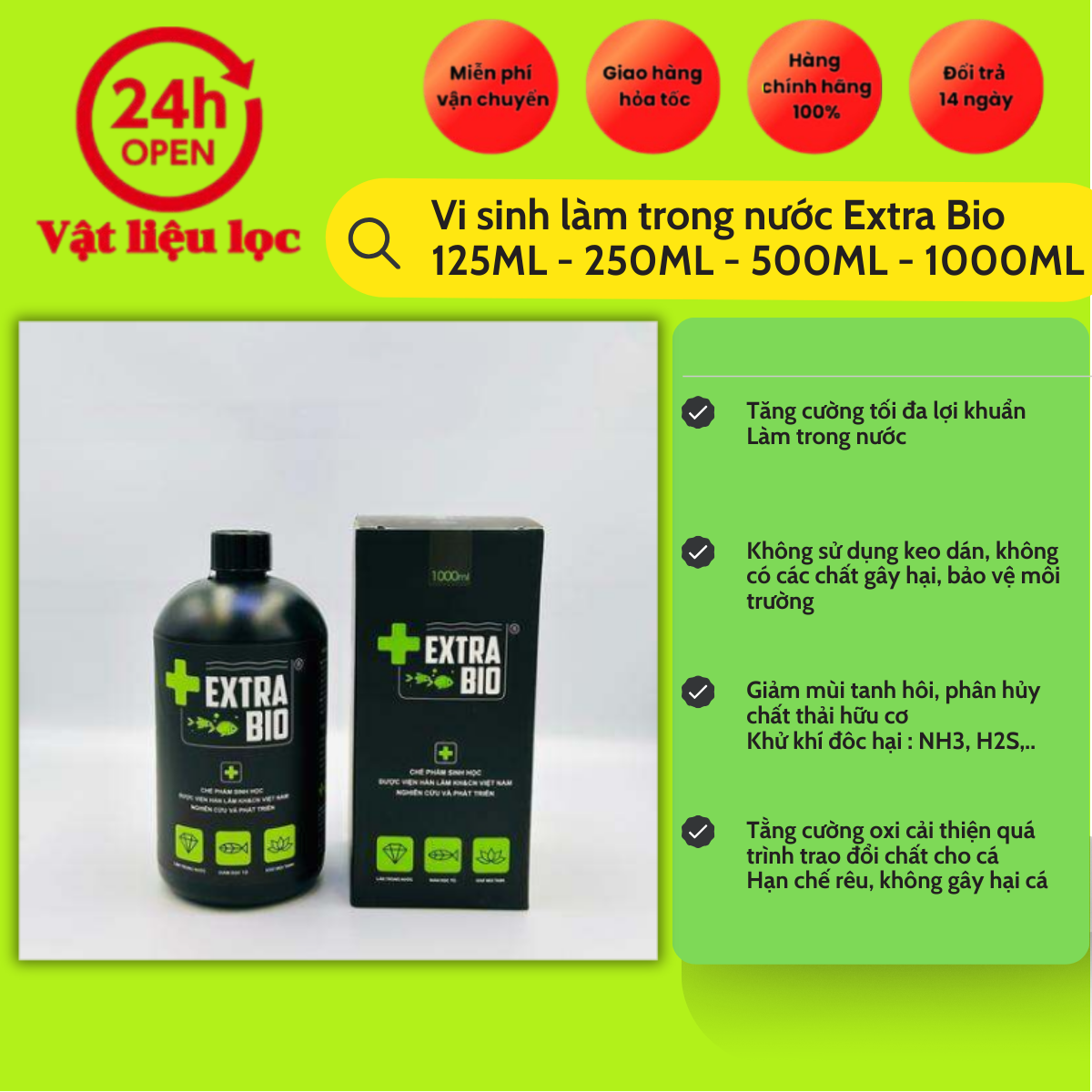 Men Vi Sinh Extra Bio làm trong nước bể cá - ExtraBio cao cấp cho cá cảnh