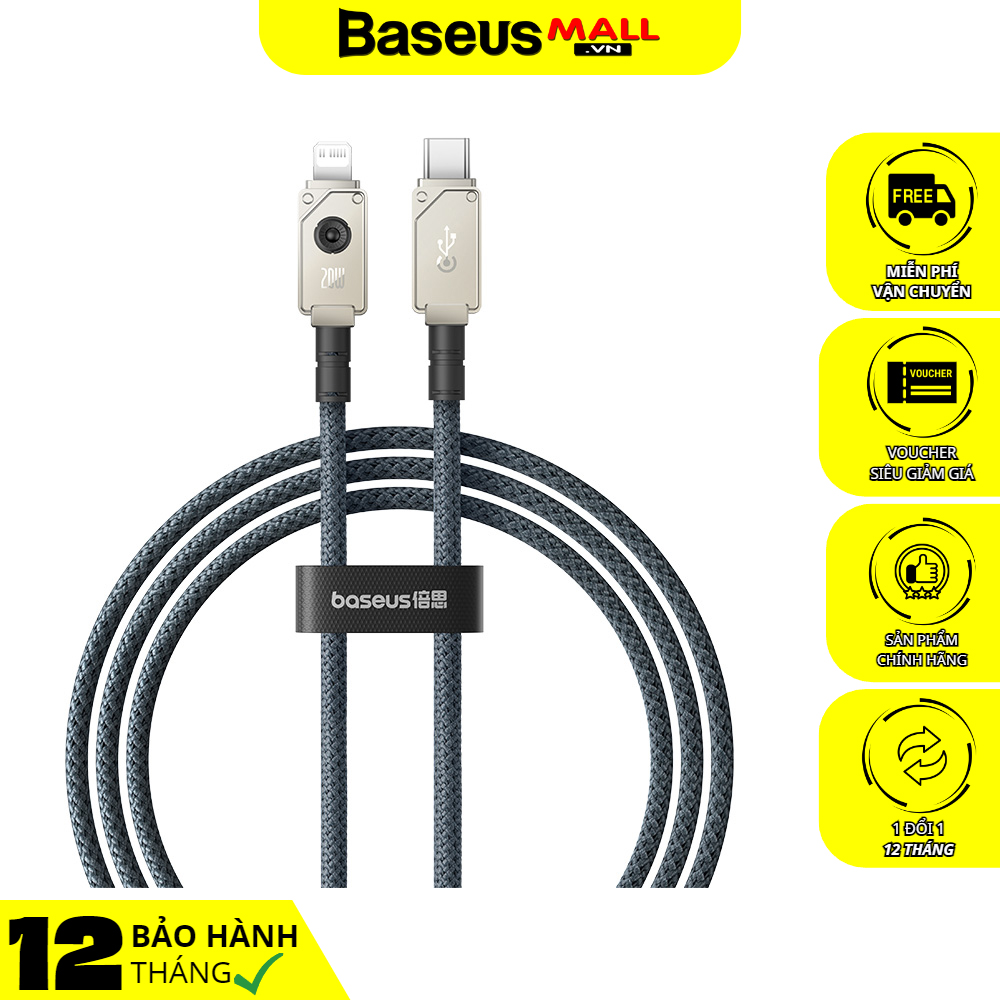 Cáp Sạc Baseus Unbreakable 20W Type-C to Ln | Lõi Sợi Aramid, Siêu Bền Bỉ, Chính Hãng