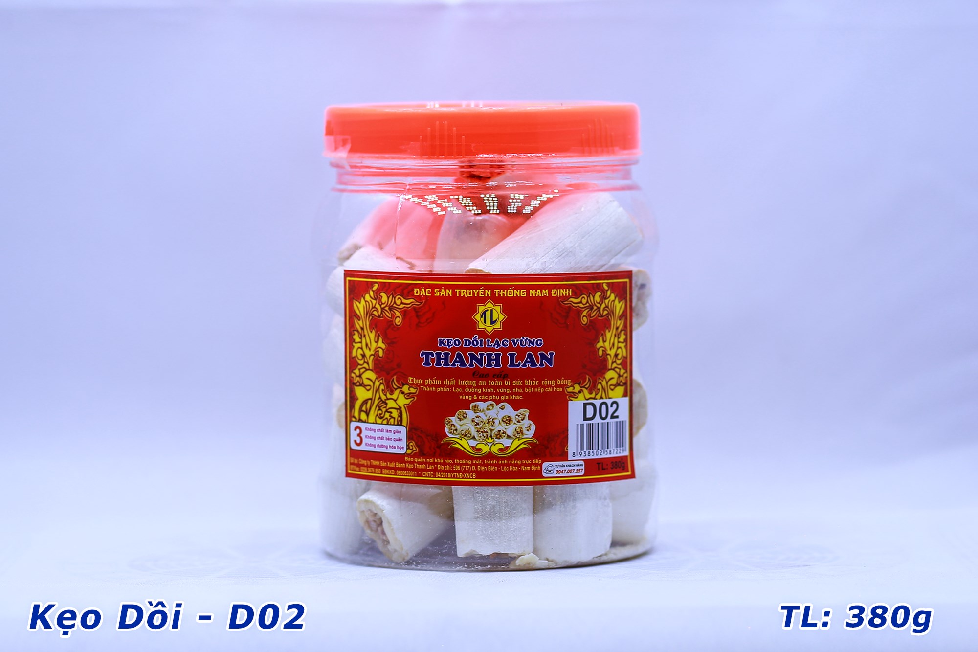 Kẹo dồi lạc sìu châu Thanh Lan chính hiệu đặc sản Nam Định, kẹo dồi giòn thơm D02 ( 380g )