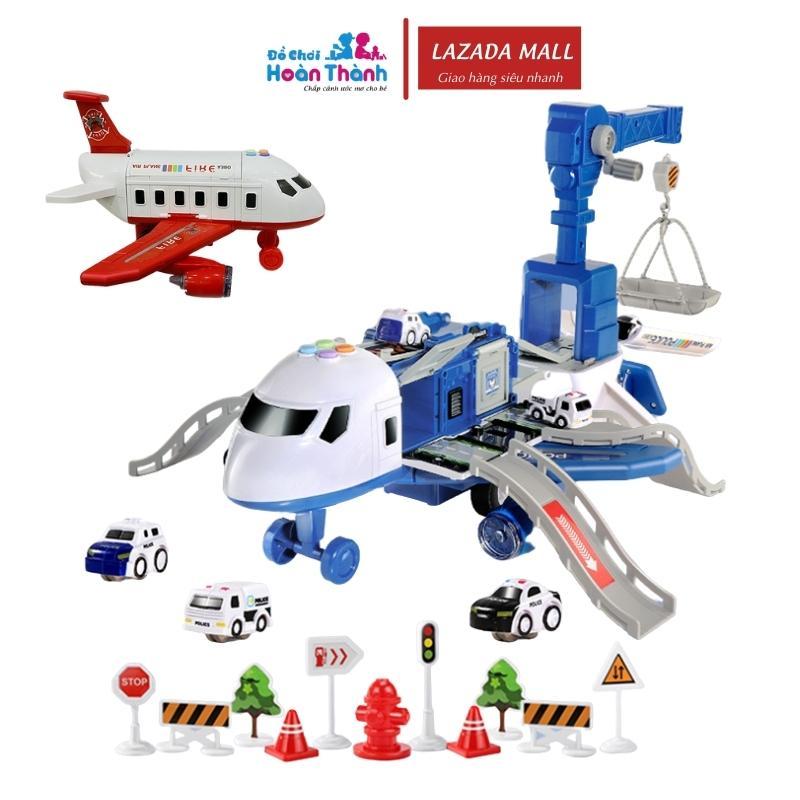 Bộ đồ chơi máy bay biến dạng cho bé, tặng 3 oto và 1 máy bay nhỏ kèm 3 pin AA