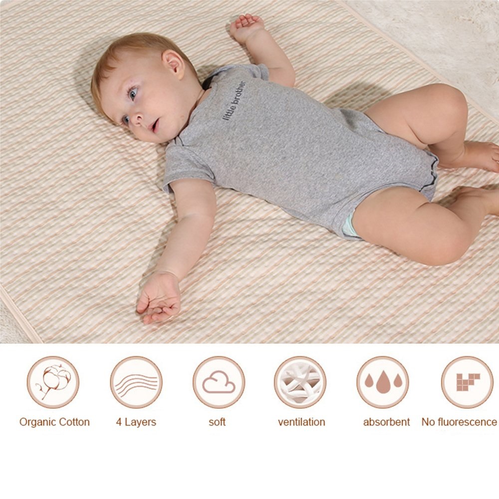 Tấm lót chống thấm cho bé cao cấp Organic Cotton Size. Miếng lót chống thấm cho trẻ sơ sinh, dùng để trải giường, củi, có thể sử dụng cho phụ nữ và người già. Thảm lót chống thấm 4 lớp, mềm mại, thoáng khí, siêu thấm hút