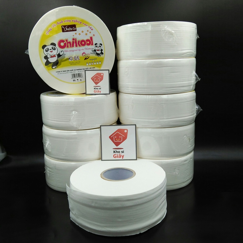 Giấy cuộn công nghiệp 700g Chikool - Giấy vệ sinh cuộn lớn Chikool