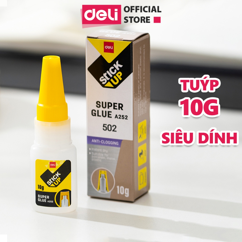 Keo siêu dính 502 10g Deli dính siêu chắc mọi vật liệu - Keo dính keo dán đa năng nhanh khô dính chắc mọi vật liệu EA252