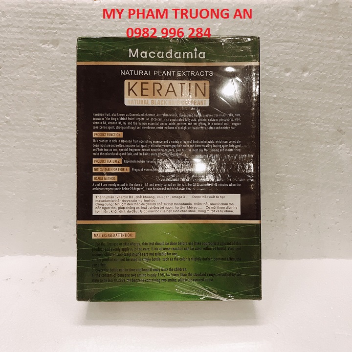 Thuốc Nhuộm Đen tóc Tinh Chất Trái Cây Macadamia Kerarin 500ml x 2