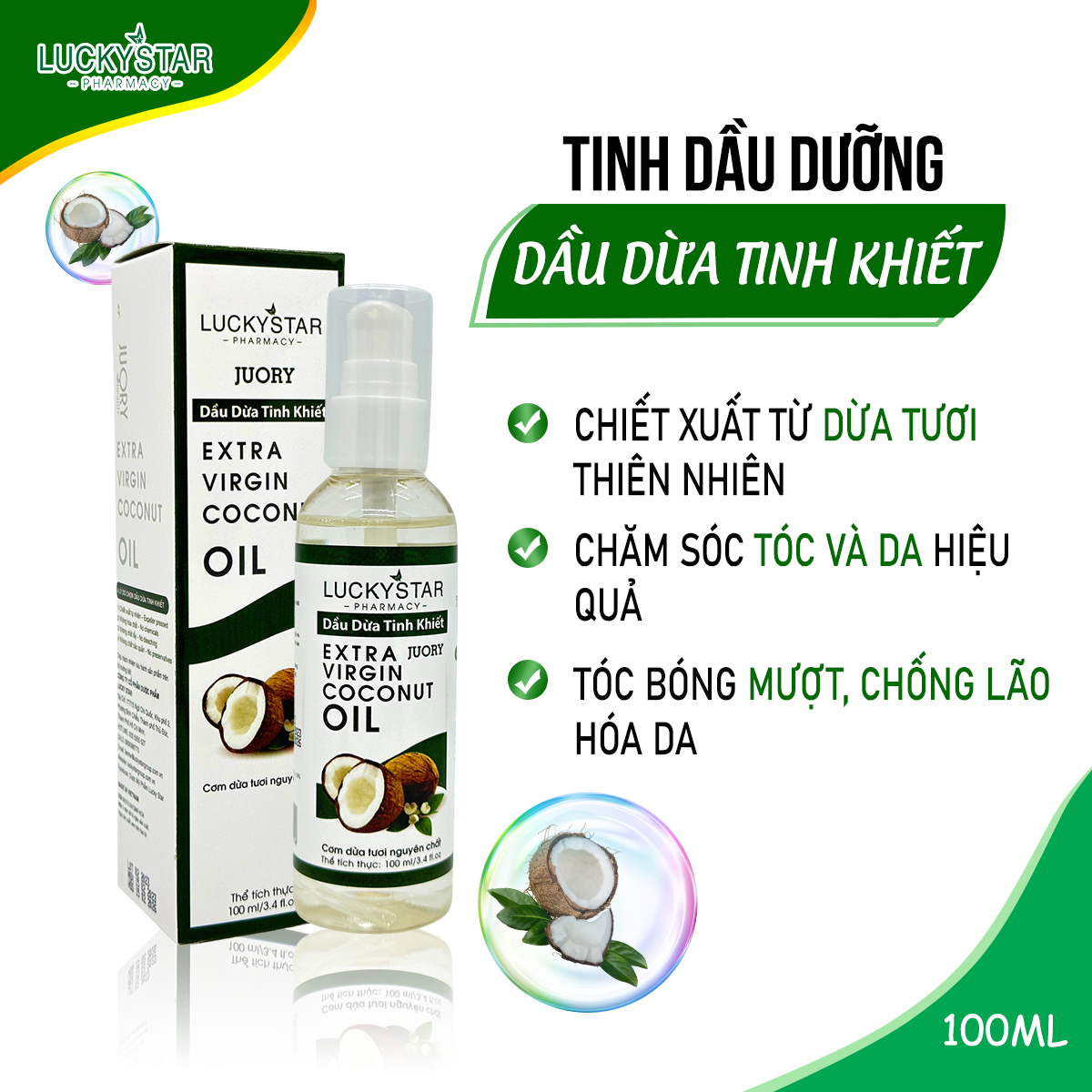 Tinh Dầu Dừa Lucky Star 100ml