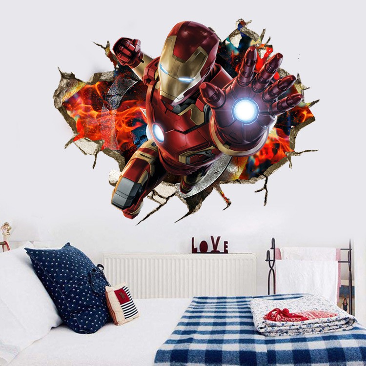 [HCM]Decal 3D Iron Man - Biệt Đội Siêu Anh Hùng Marvel - Decal Người Sắt