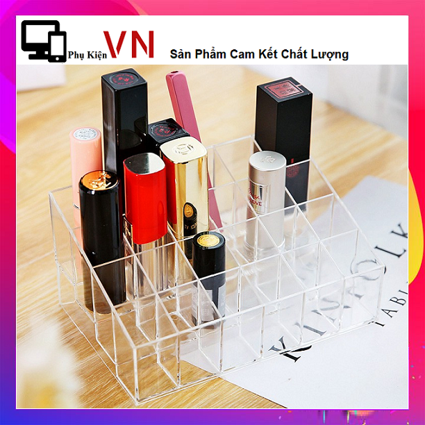 [HCM]⚡ Khay Đựng Son Mica 24 Ô Trong Suốt - Khay Son . Hộp Đựng Son 24 Ô ⚡