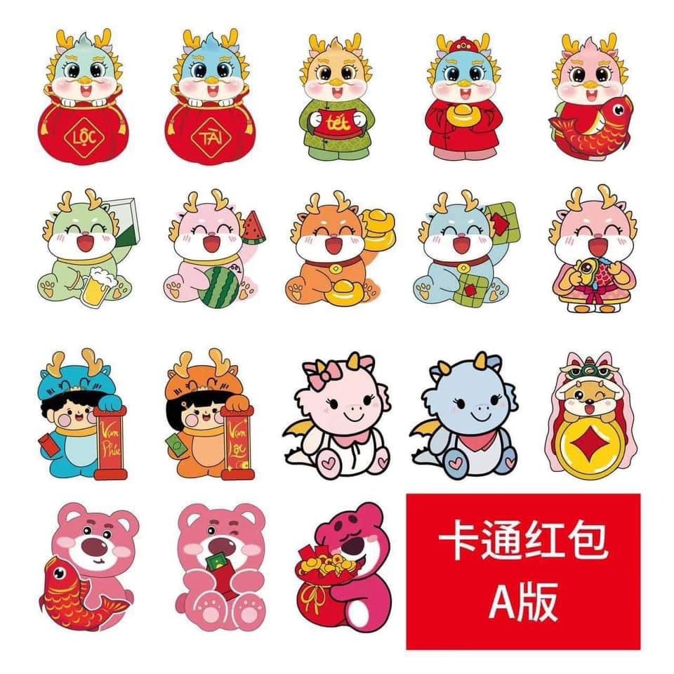 Combo 10 Bao Lì Xì Chibi Phản Quang - Bao lì xì hình ngẫu nhiên