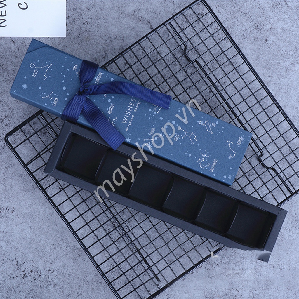 Hộp đựng socola Hàn Quốc xanh ánh sao/ Kèm túi xách