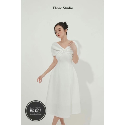 Đầm dạo phố big size trễ vai xoắn ngực phù hợp dự tiệc,đi cưới