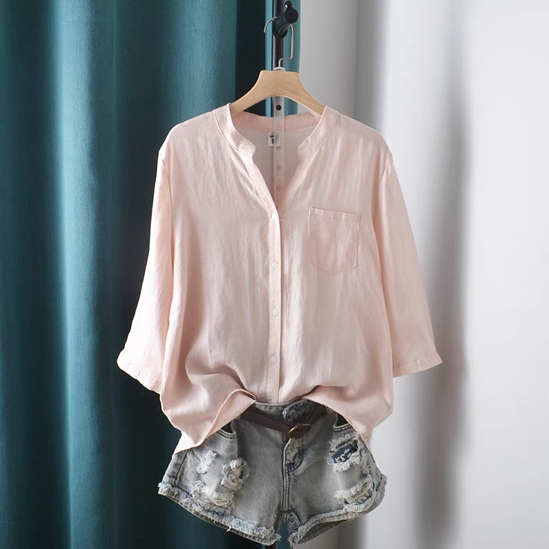 Áo sơ mi nữ công sở cổ tàu mix đồ cực xinh sm48