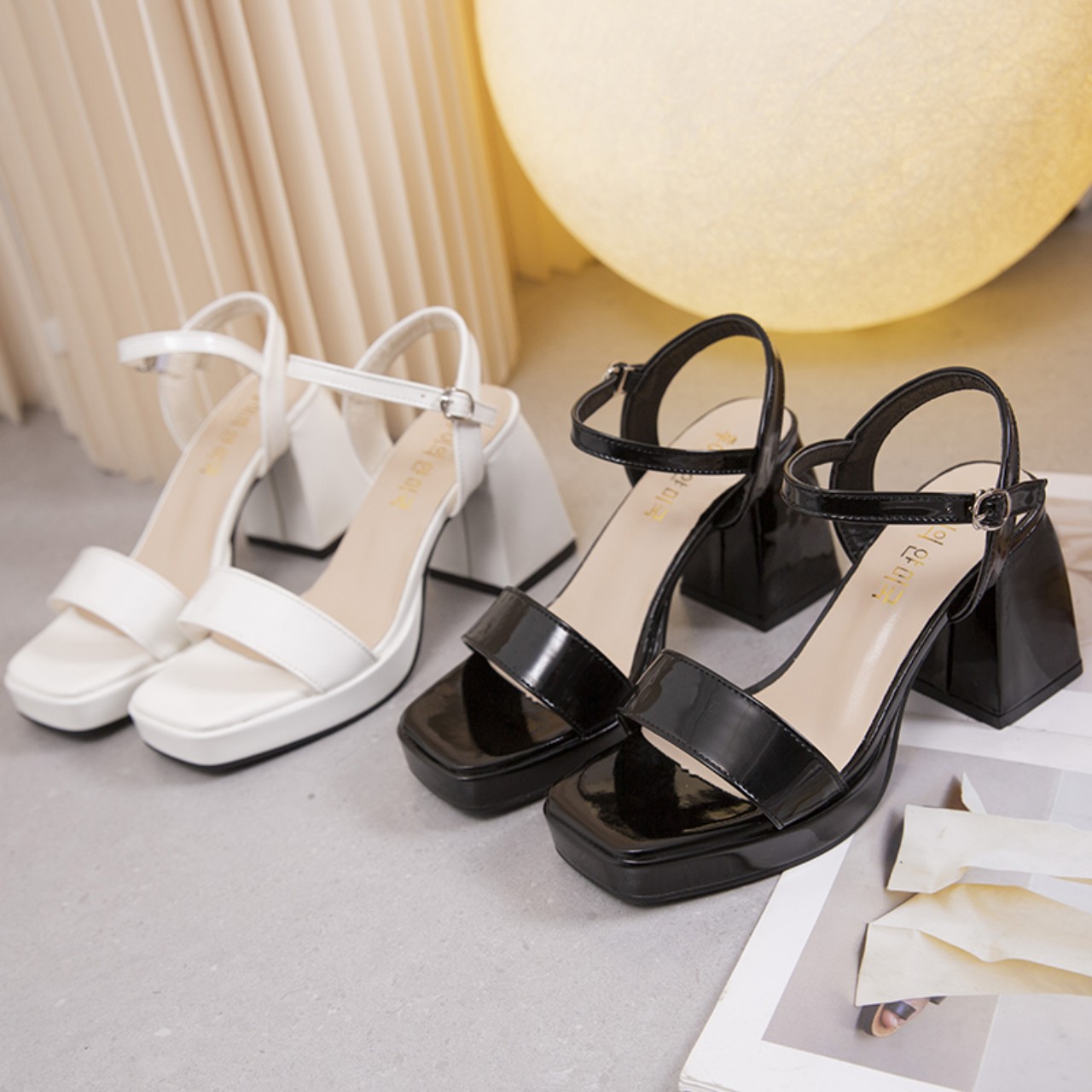 Giày sandal cao gót nns95, có 2 màu đen, trắng đế đúp, cao 10p, thời trang hè 2023