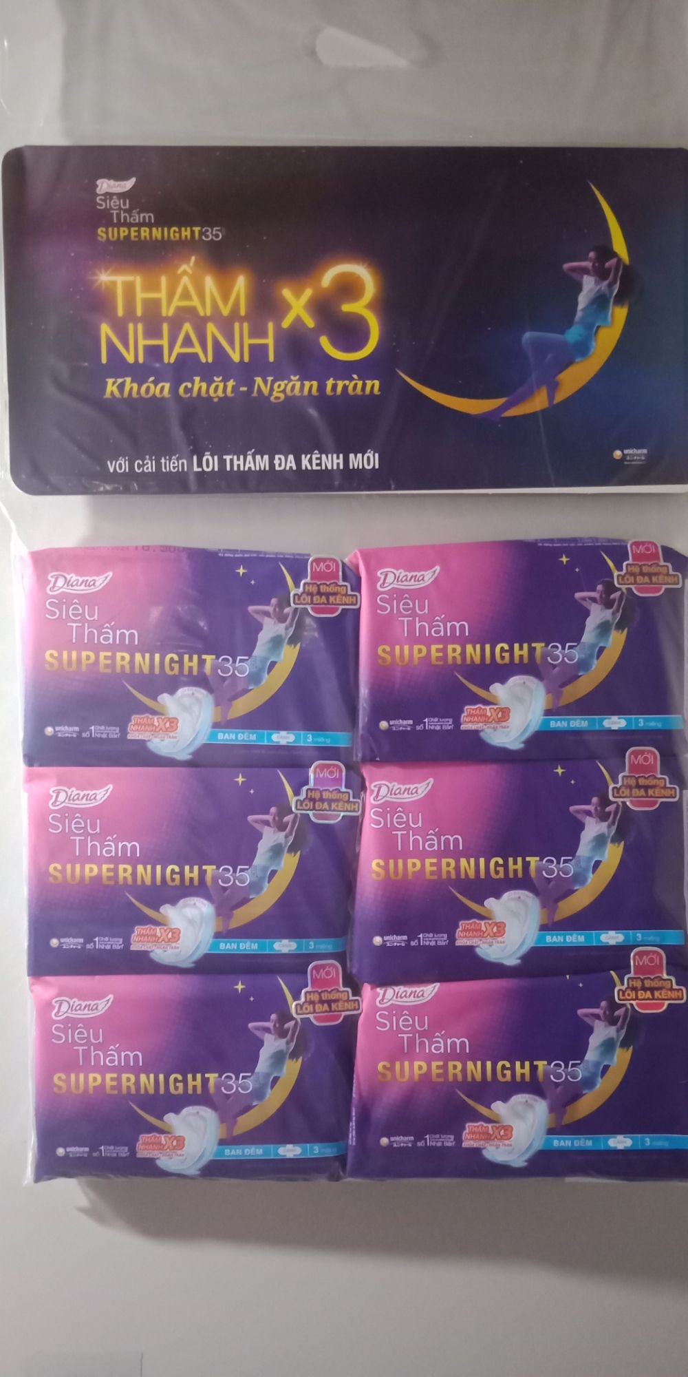 Combo 6 gói Bvs Diana Siêu Thấm ĐÊM 35cm