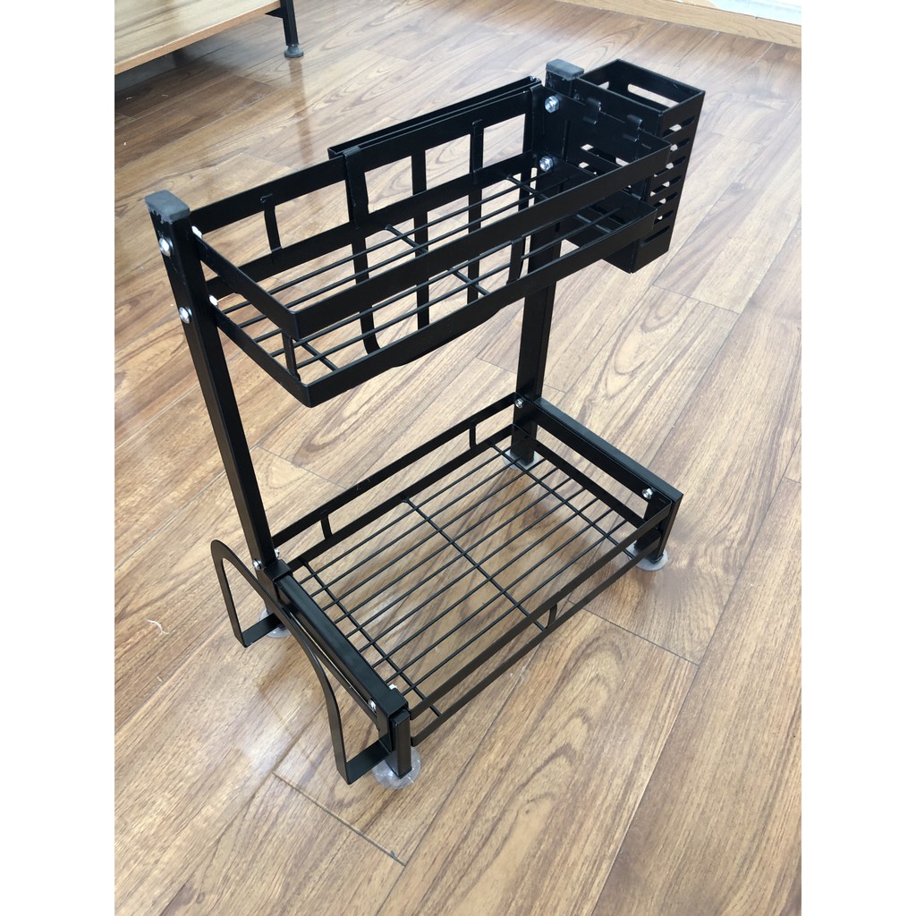 Kệ Gia Vị Thép Đen Đa Năng 3 Tầng Có Ống Cắm Đũa Và Giá Để Thớt - Kệ Đựng Gia Vị, Kệ Gia Vị Nhà Bếp Inox Đa Năng Tiện Gọn Chất Liệu Cao Cấp Chống Han Gỉ