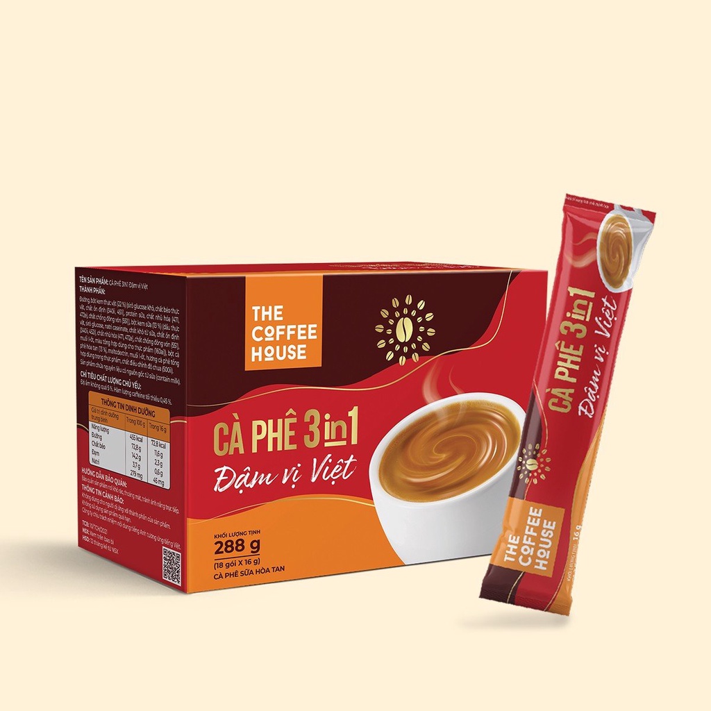 Cà phê 3IN1 Đậm vị Việt The Coffee House (18 gói x 16 g)