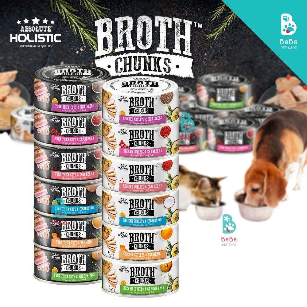 Pate ABSOLUTE HOLISTIC Broth Chunks Dùng Chung Cho Chó Mèo